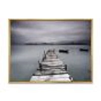 Pier and Boats at Seashore Wall Art