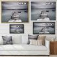 Pier and Boats at Seashore Wall Art