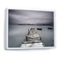 Pier and Boats at Seashore Wall Art