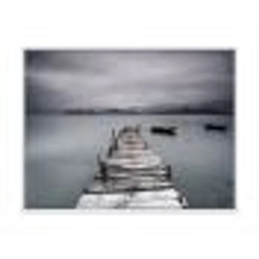 Pier and Boats at Seashore Wall Art