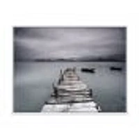 Pier and Boats at Seashore Wall Art