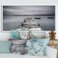 Pier and Boats at Seashore Wall Art