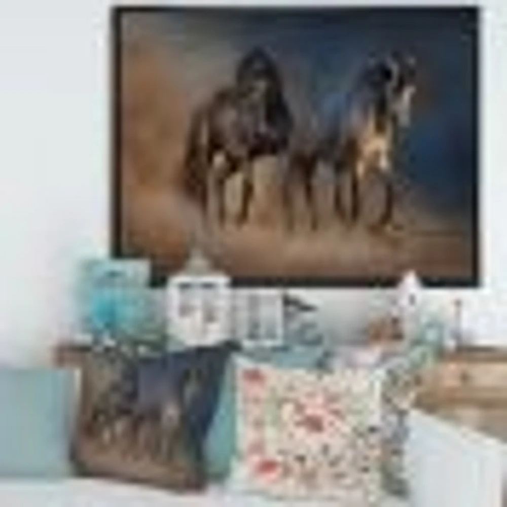 Black and white Horse run  Wall Art