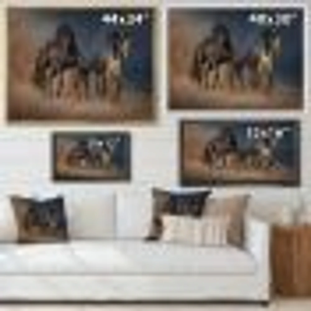 Black and white Horse run  Wall Art