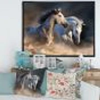 Horses run dust Wall Art