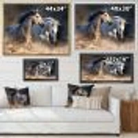 Horses run dust Wall Art