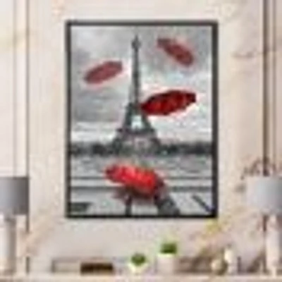 Flying Umbrella with Eiffel Tower  Canvas