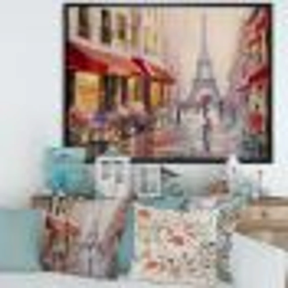 Lovers Paris Eiffel Tower  Canvas Wall Art Print