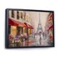 Lovers Paris Eiffel Tower  Canvas Wall Art Print