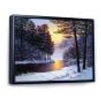 River and Forest Winter Sunset  Wall Art