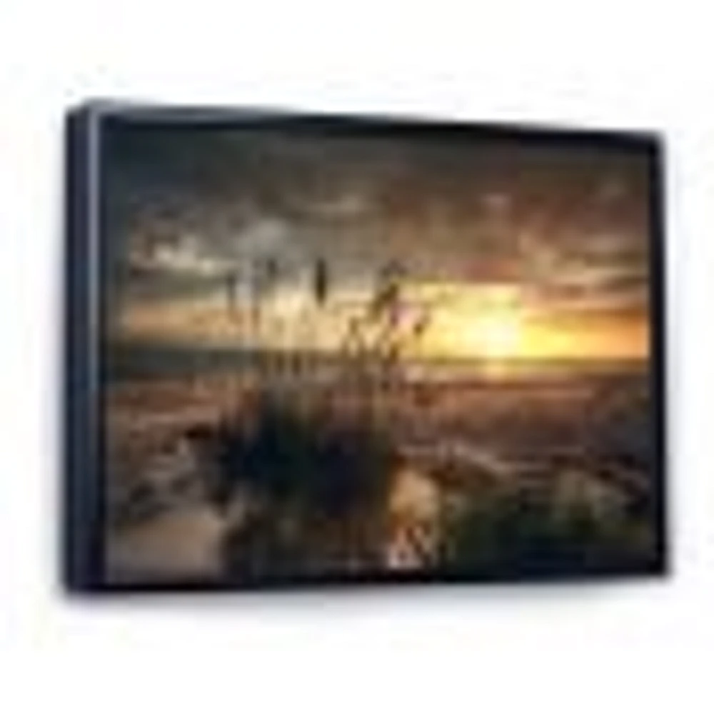 Grassy and Beach Sunset  Wall Art Canvas