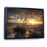 Grassy and Beach Sunset  Wall Art Canvas