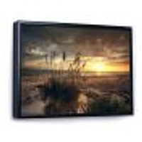 Grassy and Beach Sunset  Wall Art Canvas