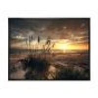 Grassy and Beach Sunset  Wall Art Canvas