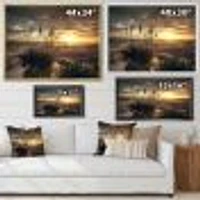 Grassy and Beach Sunset  Wall Art Canvas