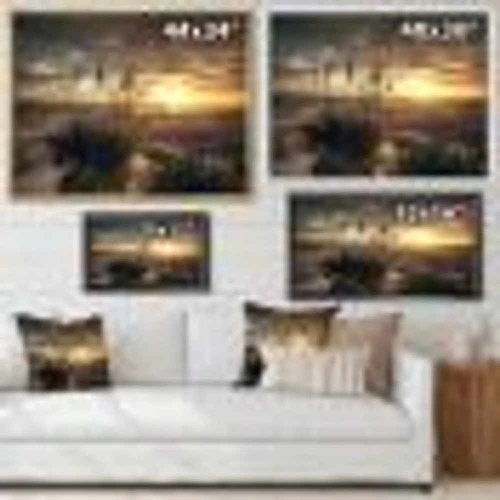 Grassy and Beach Sunset  Wall Art Canvas