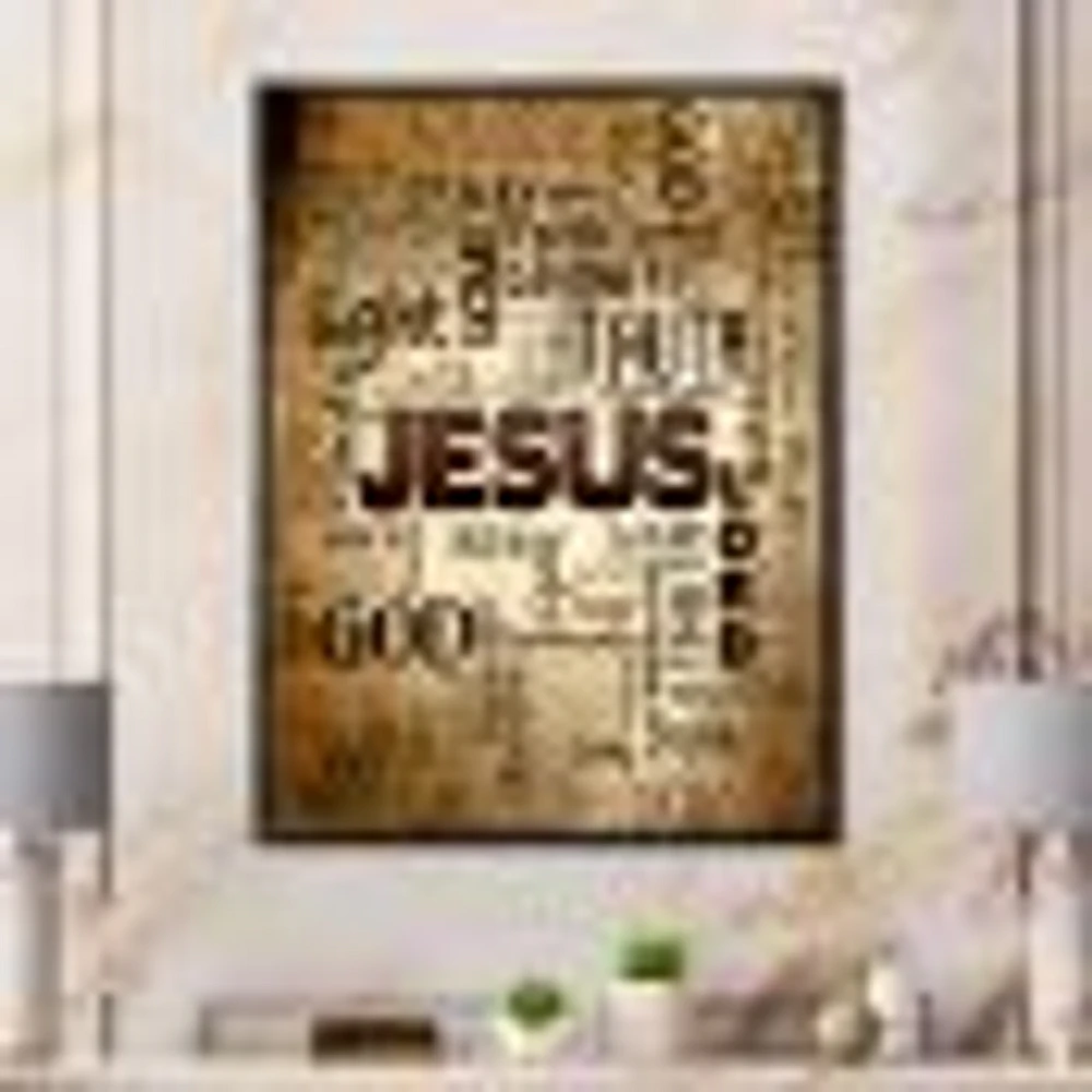 Jesus Word Cloud Grunge Background  Wall Art