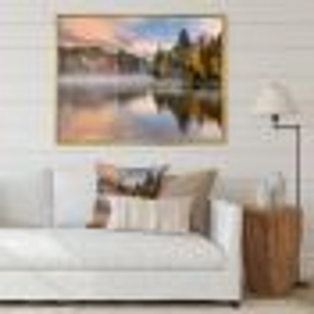 Autumn Foliage by The Lakeside  Canvas Wall Art Print