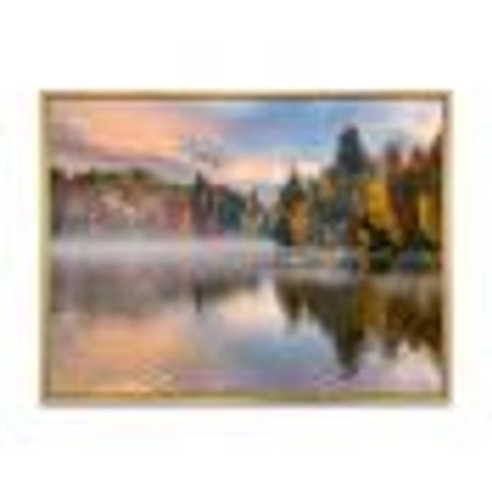 Autumn Foliage by The Lakeside  Canvas Wall Art Print