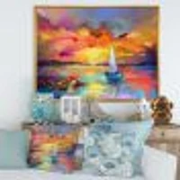 Sunset Painting with Colorful Reflections II  Wall Art