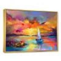 Sunset Painting with Colorful Reflections II  Wall Art