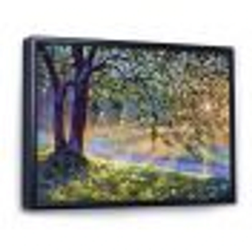 Tree by River First Rays of Afternoon Sun  Wall Art