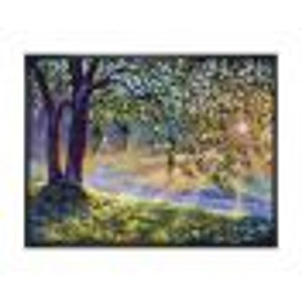 Tree by River First Rays of Afternoon Sun  Wall Art