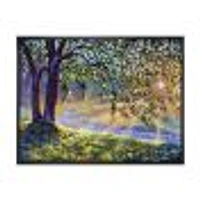 Tree by River First Rays of Afternoon Sun  Wall Art