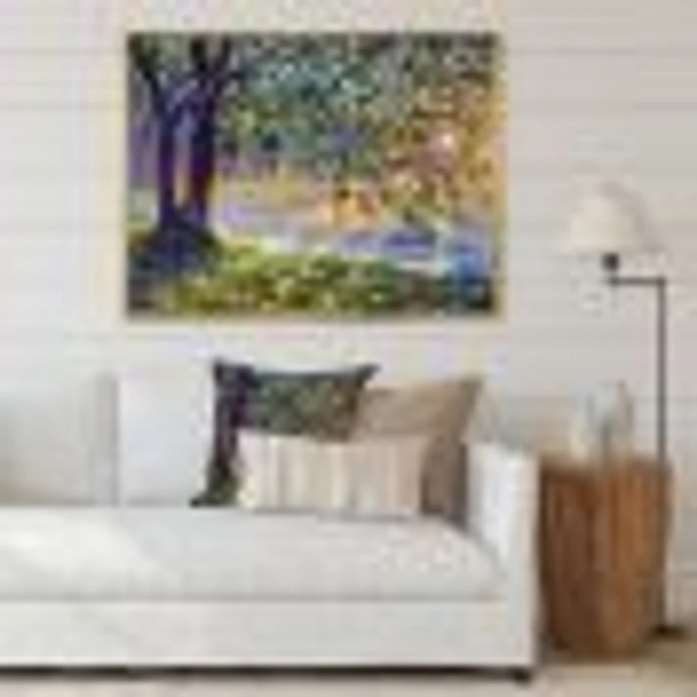 Tree by River First Rays of Afternoon Sun  Wall Art