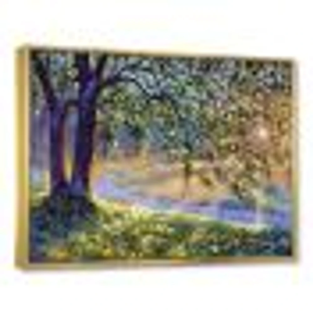 Tree by River First Rays of Afternoon Sun  Wall Art