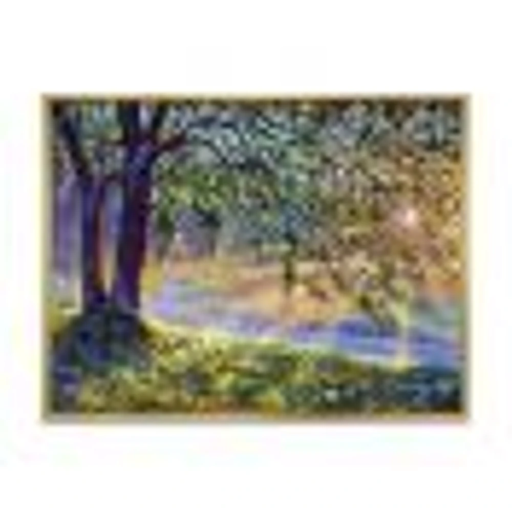 Tree by River First Rays of Afternoon Sun  Wall Art