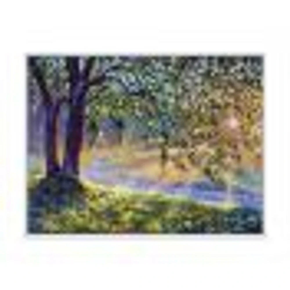 Tree by River First Rays of Afternoon Sun  Wall Art