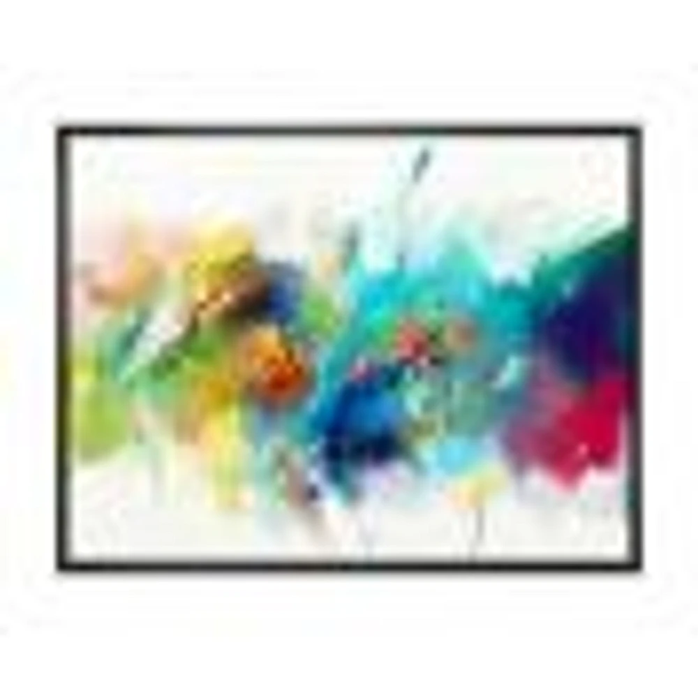 Turquoise Story with Touches of Yellow and Red  Canvas Wall Art Print