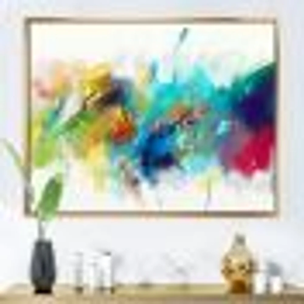 Turquoise Story with Touches of Yellow and Red  Canvas Wall Art Print