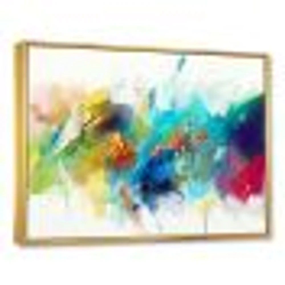 Turquoise Story with Touches of Yellow and Red  Canvas Wall Art Print