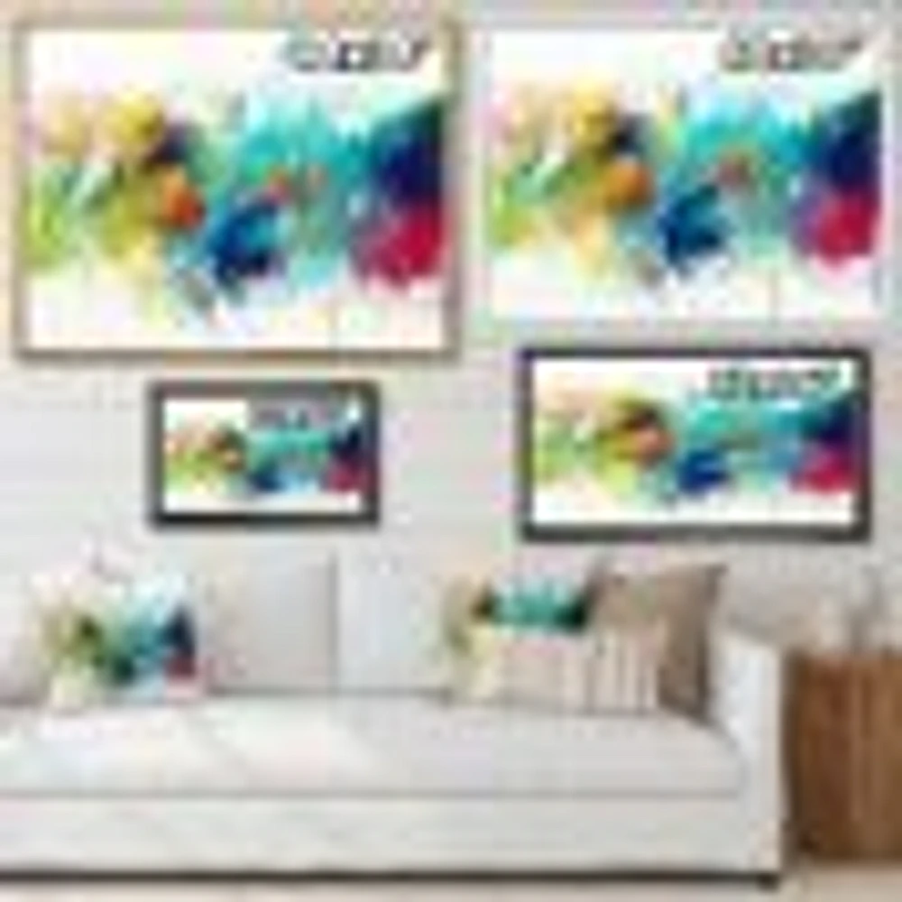 Turquoise Story with Touches of Yellow and Red  Canvas Wall Art Print