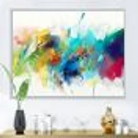 Turquoise Story with Touches of Yellow and Red  Canvas Wall Art Print