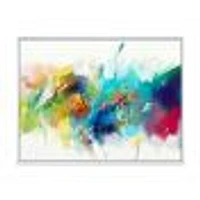 Turquoise Story with Touches of Yellow and Red  Canvas Wall Art Print