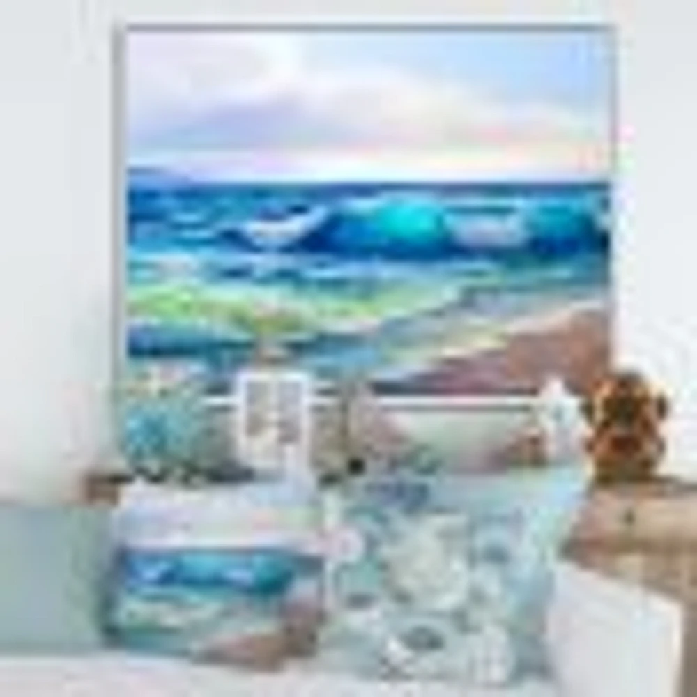 Toile « Seascape with Sunlight Catching A Wave »