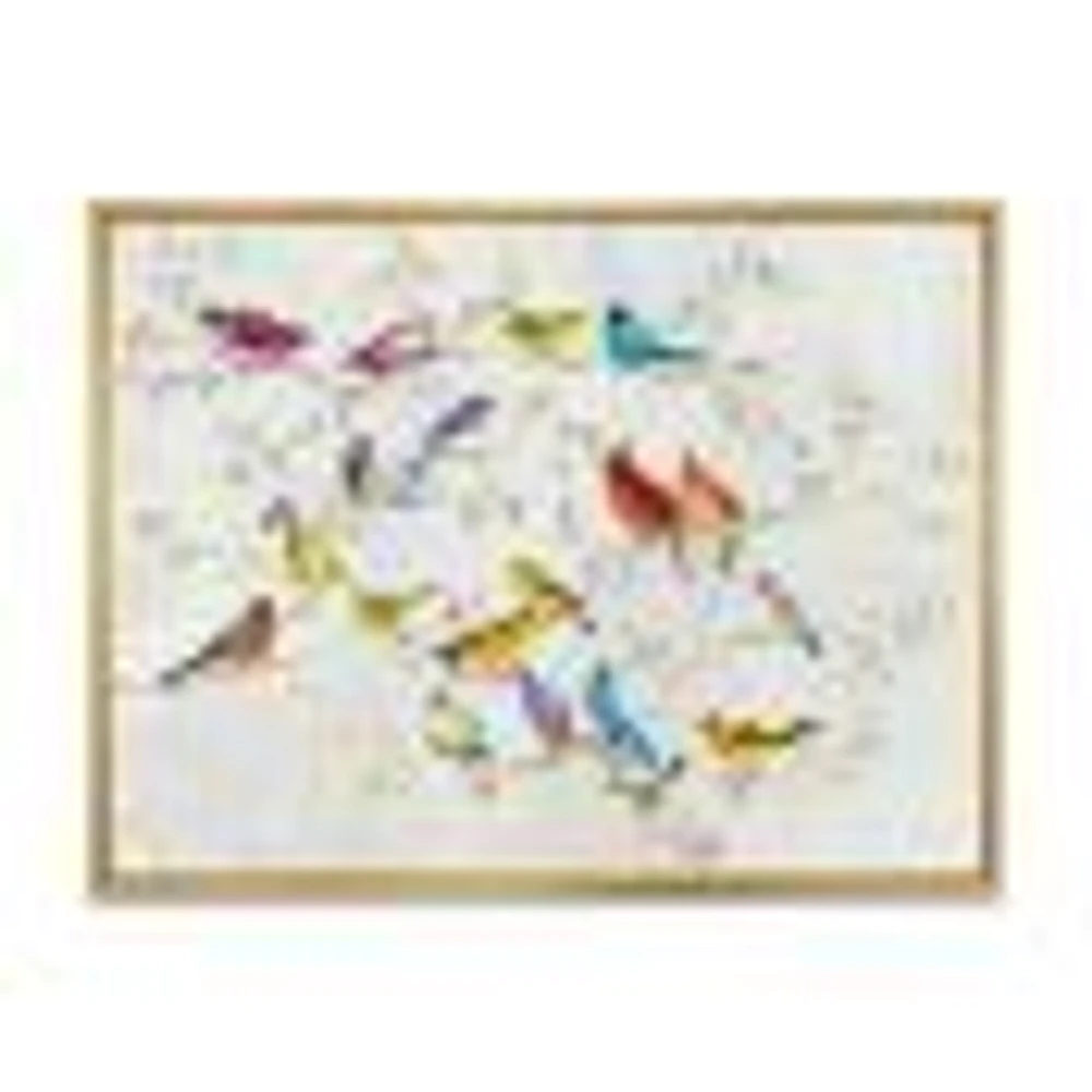 Multicolor Birds on Tree  Canvas Art