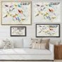 Multicolor Birds on Tree  Canvas Art