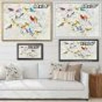 Multicolor Birds on Tree  Canvas Art