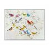 Multicolor Birds on Tree  Canvas Art