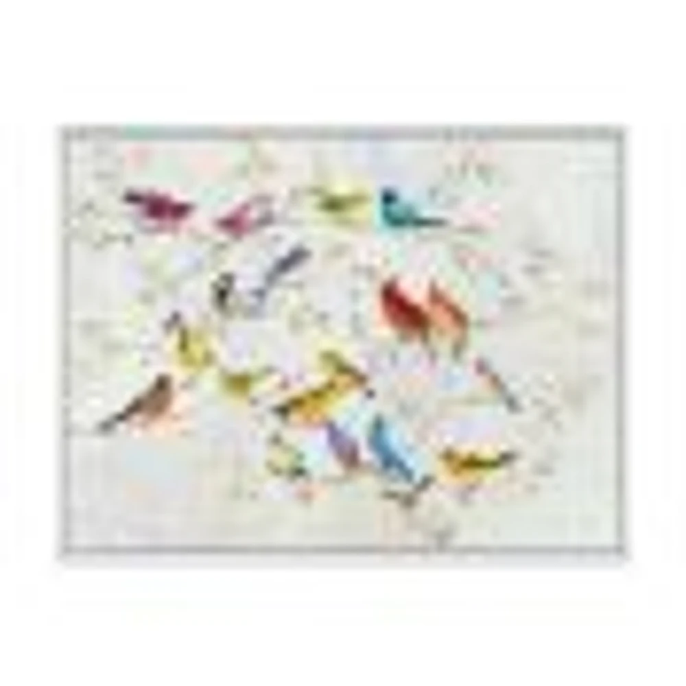 Multicolor Birds on Tree  Canvas Art