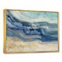 Toile « Coast Blue Sea Waves Watercolour » en bois