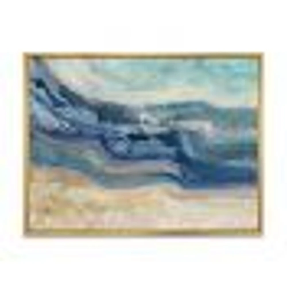 Toile « Coast Blue Sea Waves Watercolour » en bois