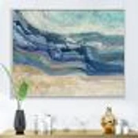 Toile « Coast Blue Sea Waves Watercolour » en bois