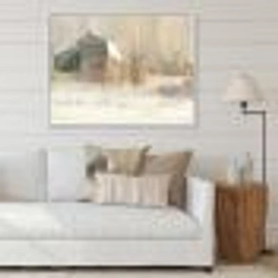 Winter on the Farm house  Canvas Art
