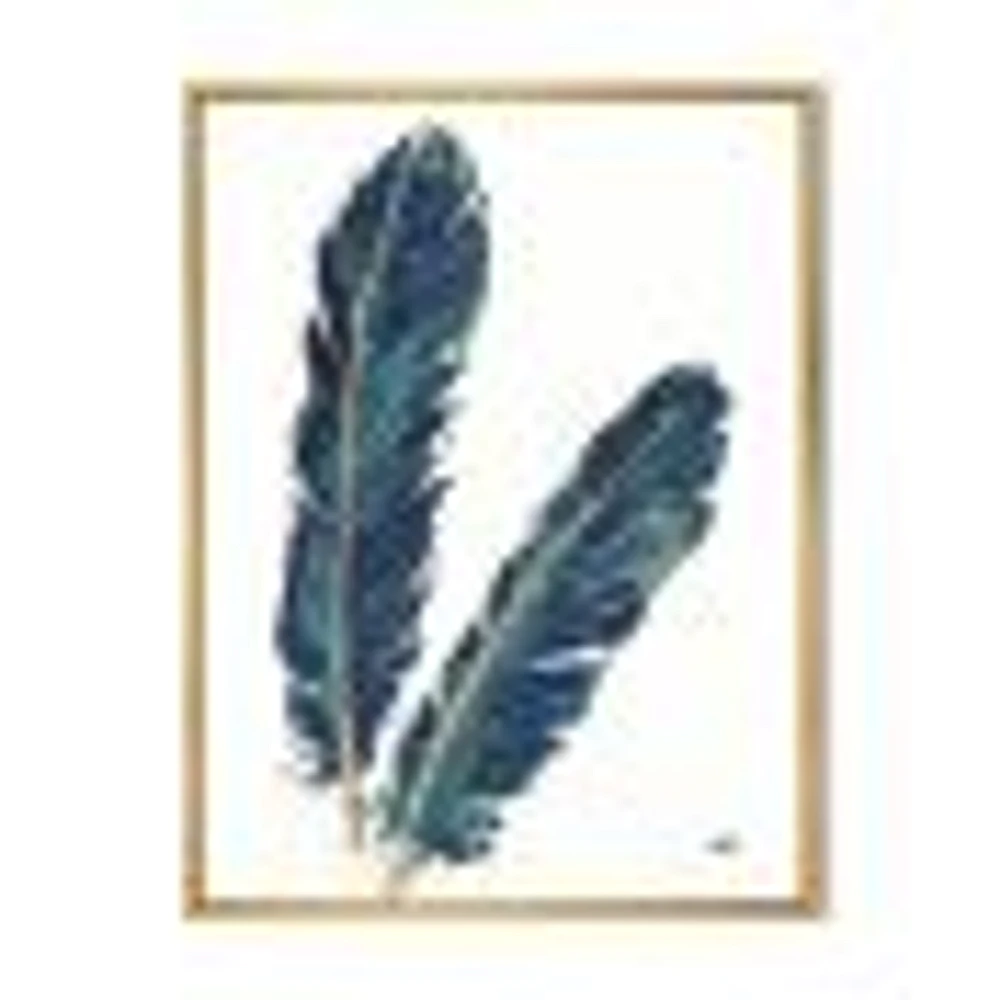 Gold Indigo Feathers IV  Wall Art