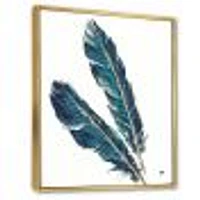 Gold Indigo Feathers III  Wall Art